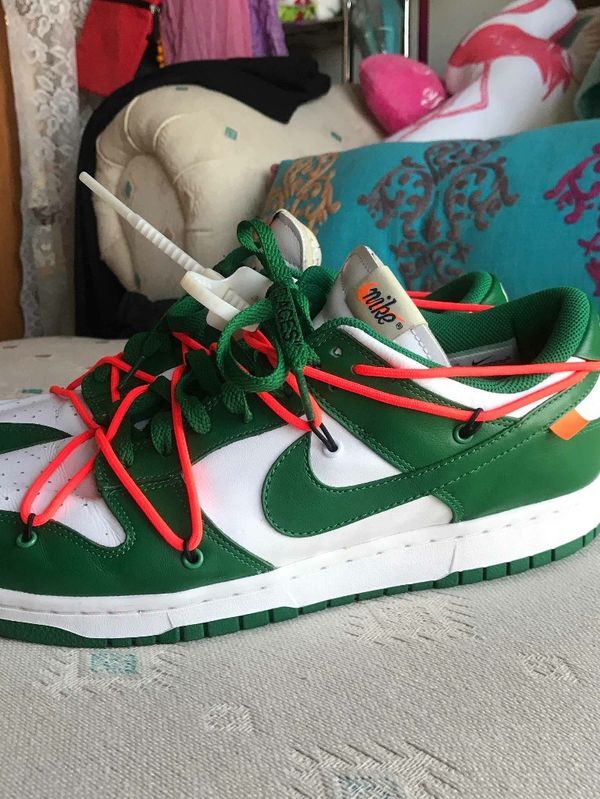 off white sb dunks green