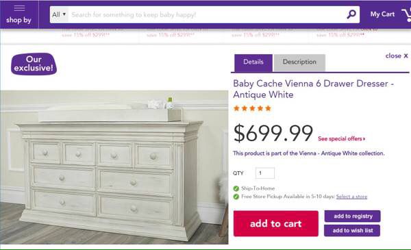 Baby Cache Montana 6 Drawer Dresser Nursery Ash Gray 350 For