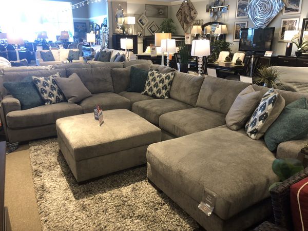 Ashley Furniture Bardarson 4 Piece Silver Grey Sectional Sofa for Sale