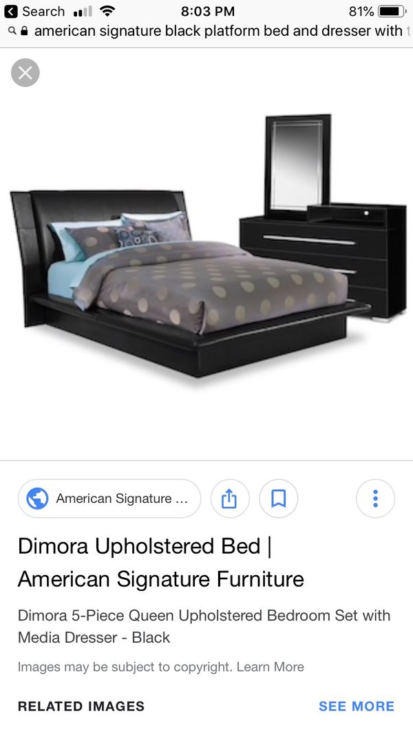 Dimora 5 Piece Queen Upholstered Bedroom Set With Media Dresser Black For Sale In Sarasota Fl Offerup