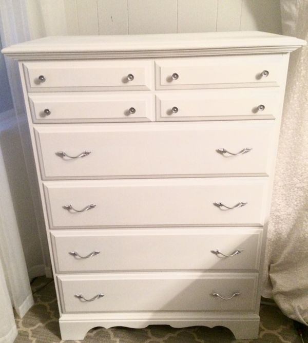 White Solid Wood Dresser 46 Inches High 34 Inches Long 19 Inches