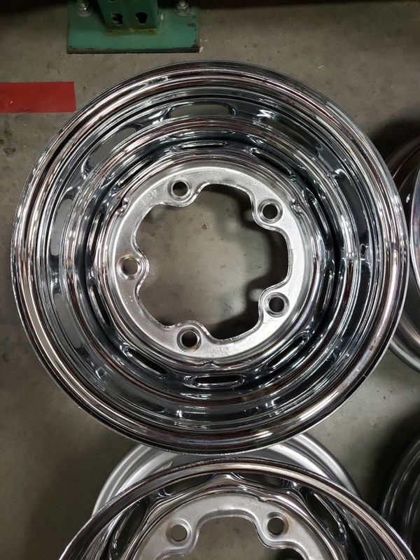 15"x8" VW Chrome 5 Lug Wheels, Volkswagen Bolt Pattern 5/205, Set of 4