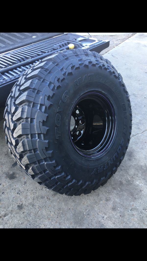 (5) 37x14.50r15 Toyo MT, (5) Bart Super Trucker Wheels 15x14, 8.65 bolt