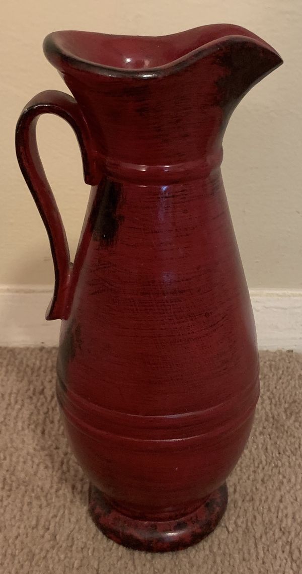 RED DISTRESSED POTTERY PITCHER HOME ART DECOR FARMHOUSE STYLE for Sale in Chapel Hill, NC OfferUp