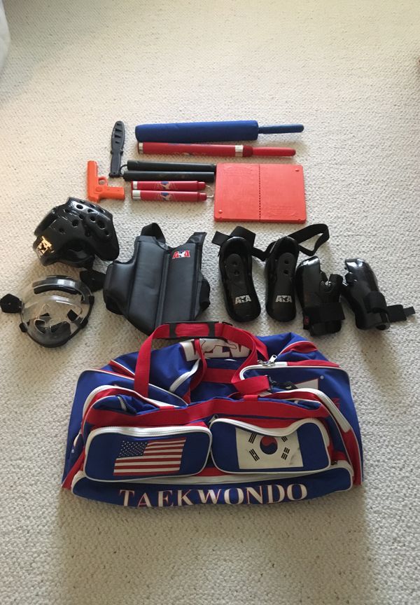 ATA Taekwondo Sparring Gear and Weapons with bag for Sale in Chandler