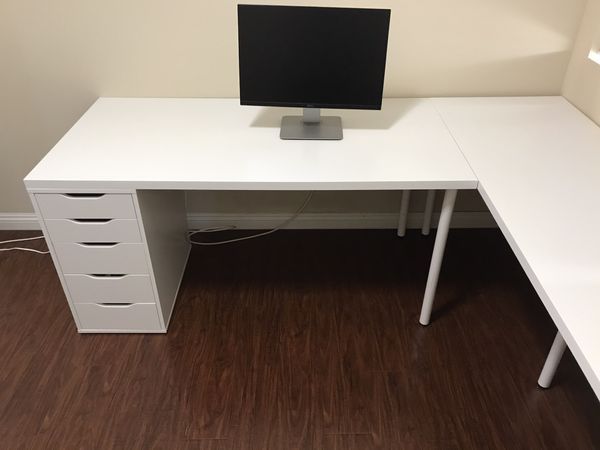 White L Corner desk with drawers Ikea for Sale in Alta Loma, CA - OfferUp