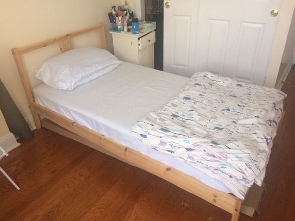 IKEA NEIDEN Twin Bed Frame + Zinus 6 Inch Spring Mattress ...