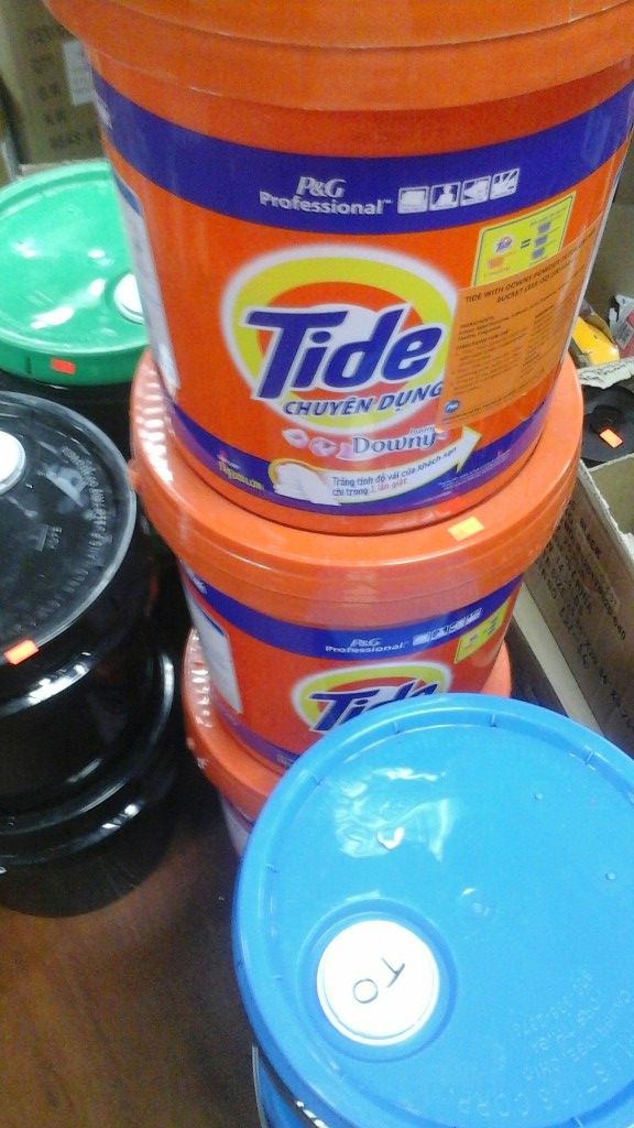 Dish detergent cascade pods, Tide pods buckets, Tide powder 5 gallon