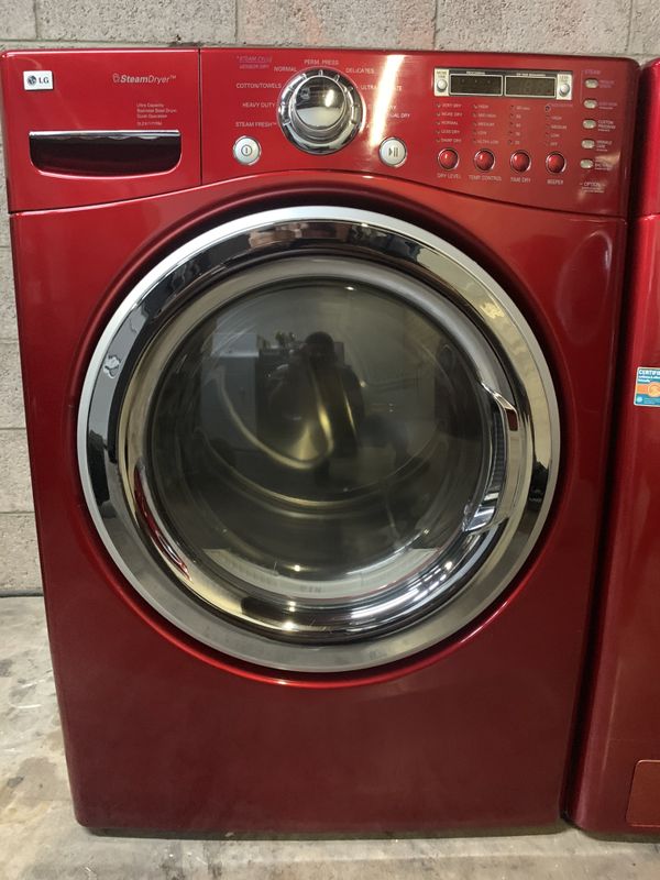 BEAUTIFUL CANDY RED APPLE LG STEAM WASHER AND DRYER EXCELLENT CONDITION