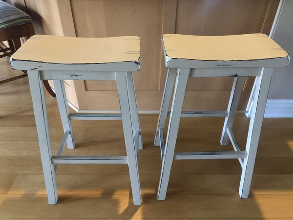 High Top Bar Stools Off white Distressed. for Sale in ...