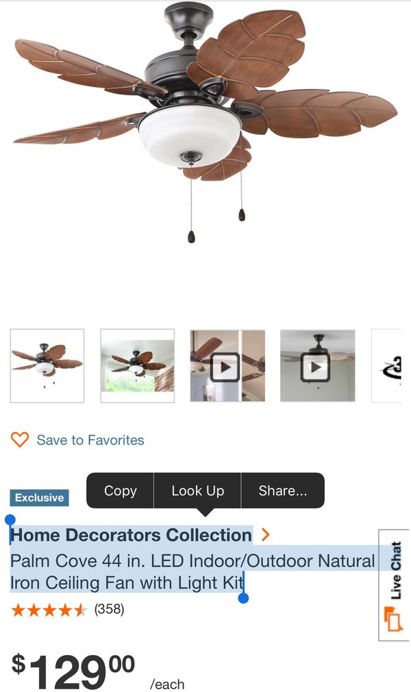 Home Decorators Collection Palm Cove 44 In Led Indoor Outdoor 75sold
