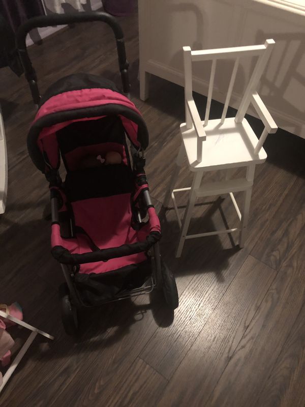 doll stroller high chair set