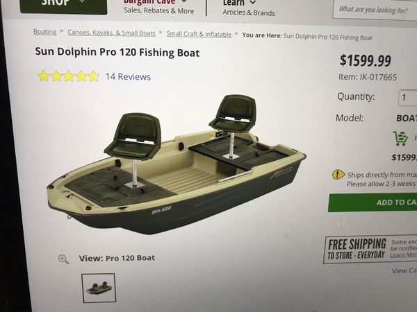 cabela’s sun dolphin 2 man fishing boat for sale in