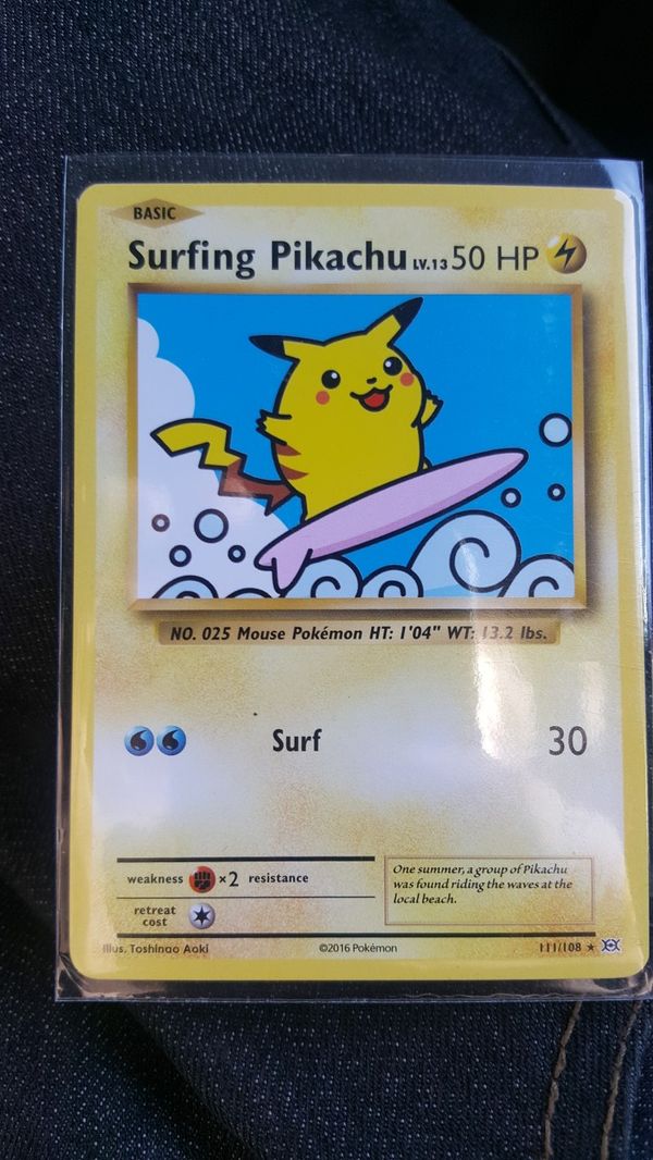 surfing pikachu v card