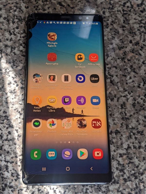 note 8 cracked screen for sale