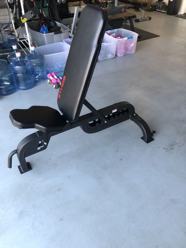 Ethos adjustable utility bench! Olympic weight bench, perfect for any