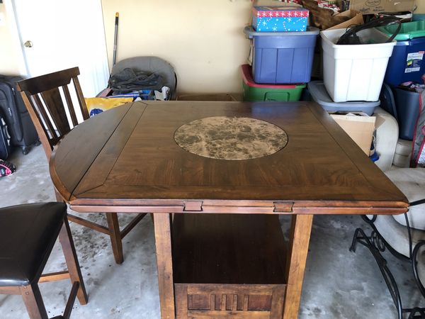 kitchen table with lazy susan