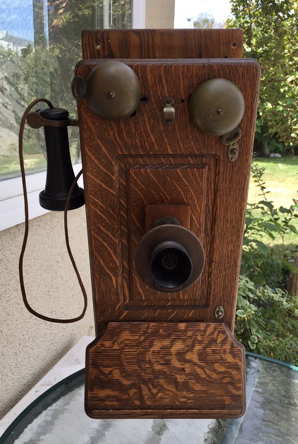 Antique 1900's American Telephone & Telegraph Co. Wooden Hand Crank ...