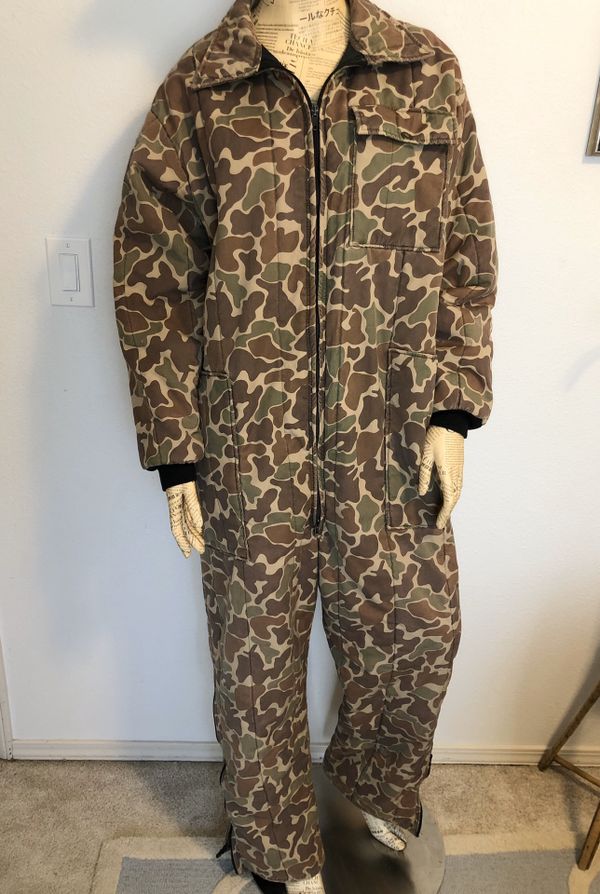 Vintage Saftbak Camo Duck Hunting Coveralls / Jim “Catfish” Hunter