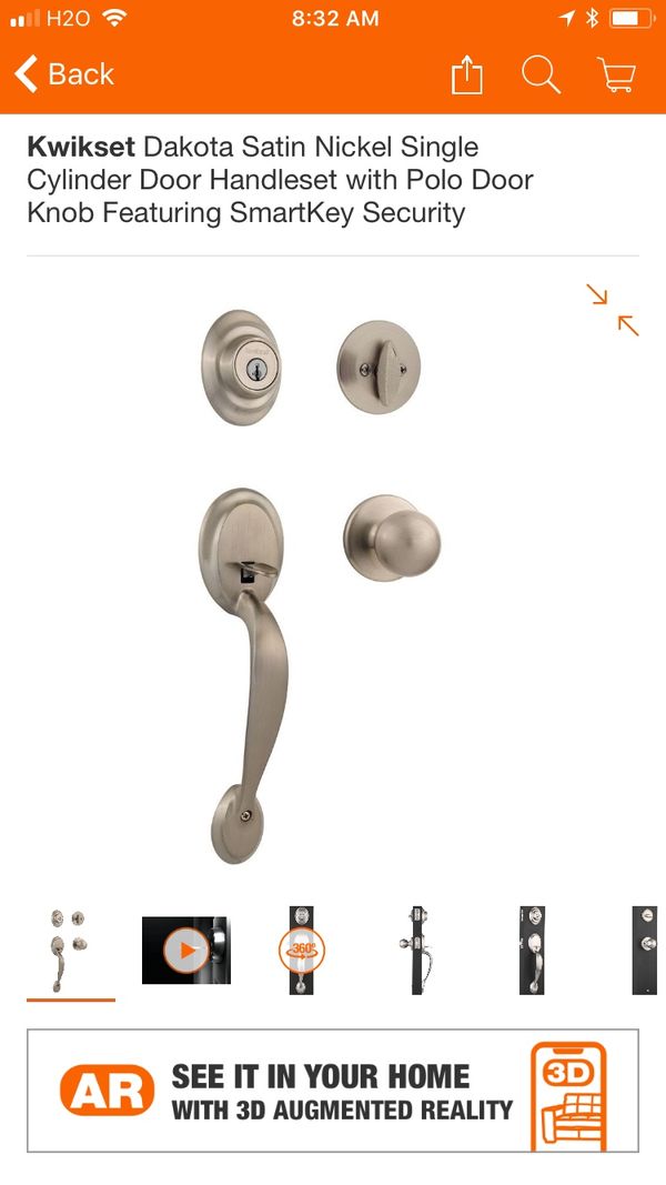 NEW Kwikset Dakota Satin Nickel Single Cylinder Door Handleset with ...