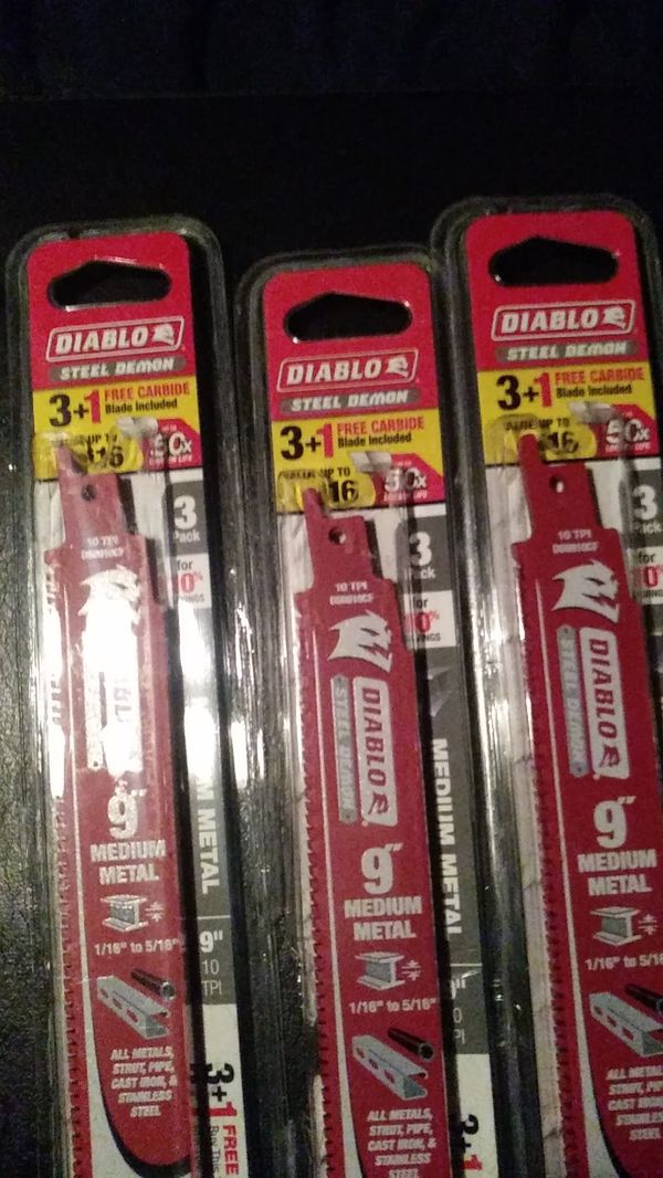 Diablo 9" carbide teeth medium metal sawzall blades & a used Milwaukee