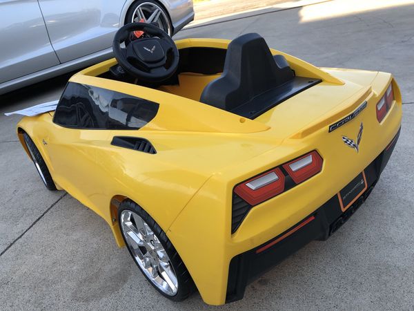 yellow corvette ride on toy