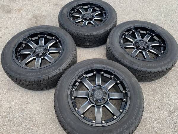 New 20” Black Rhino Rims and Continental tires 6 Lug wheels Chevy GMC ...