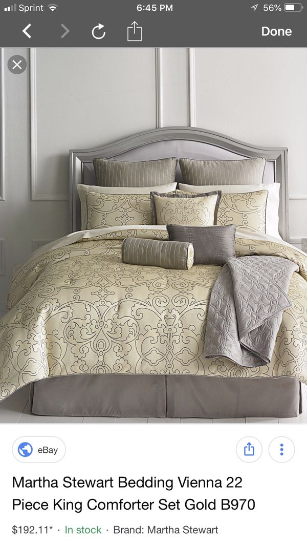 22 Piece Martha Stewart King Comforter Set Grey Yellow For Sale In