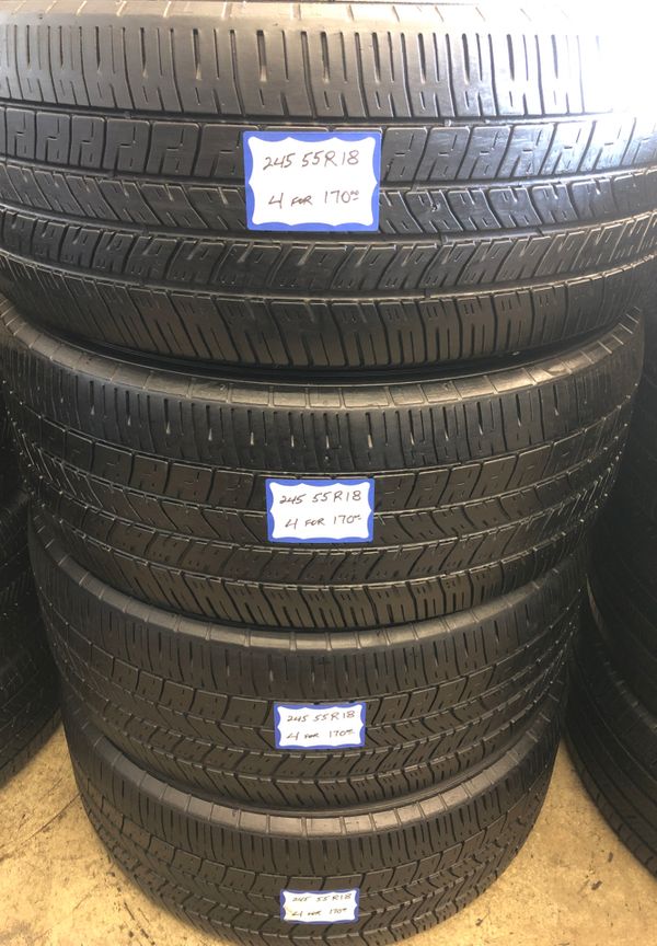 SET OF 4 USED TIRES 245/55/18 GOODYEAR •INSTALL/BALANCE INCLUDED• for