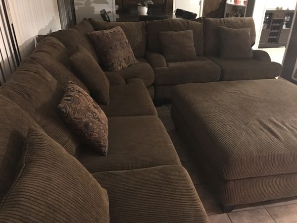 Robert Michael Chocolate Corduroy Sectional For Sale In