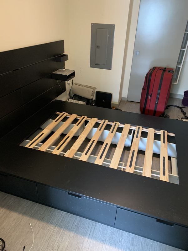 FREE- IKEA Nordli Queen bed frame with headboard and storage for Sale ...