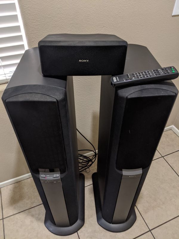 "SONY" TOWER SPEAKERS WITH SUBWOOFERS AND BUILT IN AMP. IN GOOD