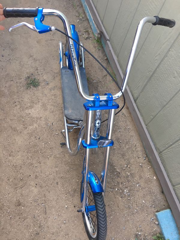 Vintage Schwinn stingray push scooter blue with black flames for Sale in Palmdale, CA - OfferUp