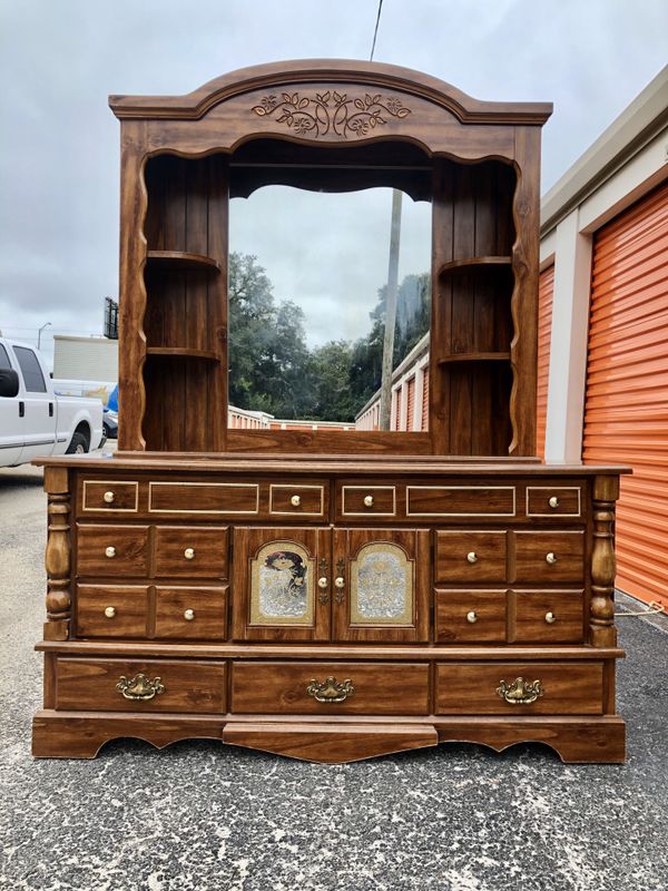 Beautiful Vintage Large Triple Dresser with Mirror Hutch for Sale in