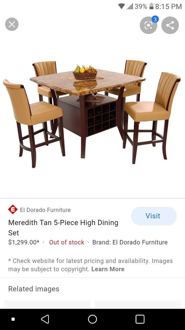 El Dorado Furniture - 5 Piece High Dining Room Set - Beautiful Set