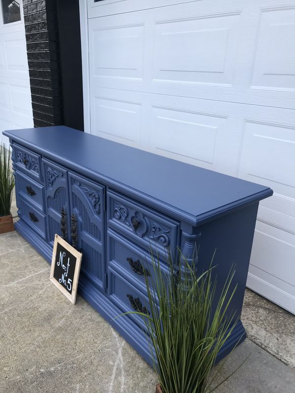 Navy Blue Solid Wood Dresser tv Center Buffet for Sale in ...