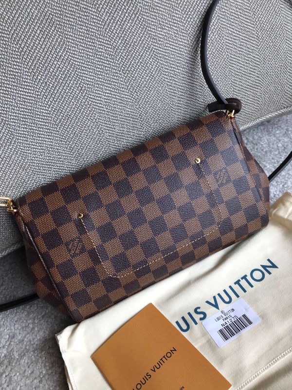 Louis Vuitton LV Damier Ebene Brown Checkered Favorite MM Crossbody Bag ...
