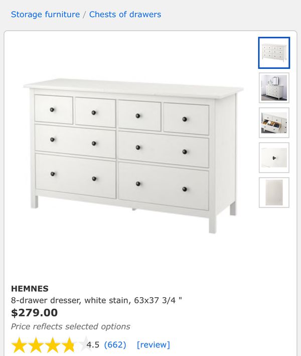 White Stain Ikea Hemnes 8 Drawer Dresser For Sale In Pittsburgh