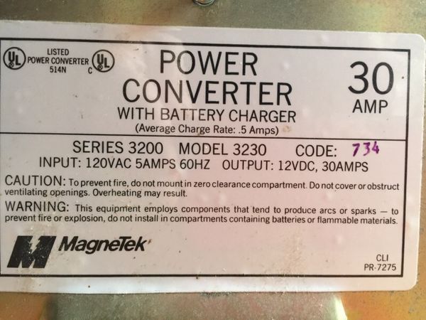 30 amp power converter with battery charger