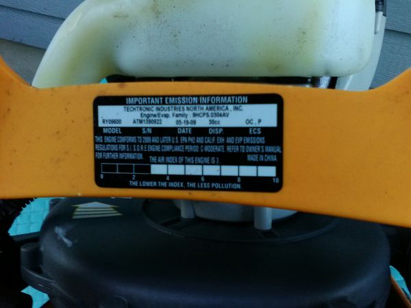 Ryobi RY09600 Backpack Blower 180 mph Gas-Powered with Electric Start