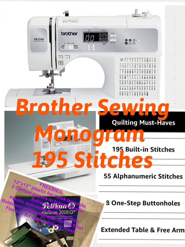 Brother Sewing Quilting Machine LCD XR3340 195-stitch (vs CS6000i 60
