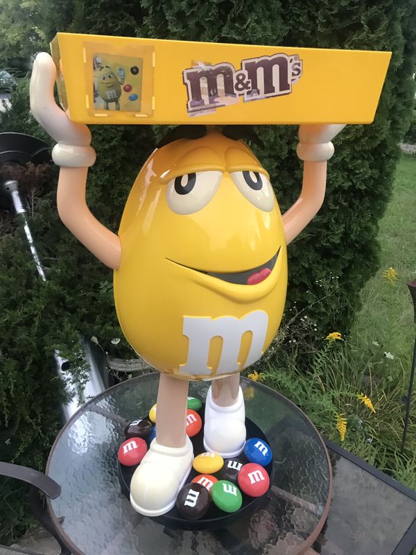 Yellow Peanut M&M Character Candy Store Display with Storage Tray