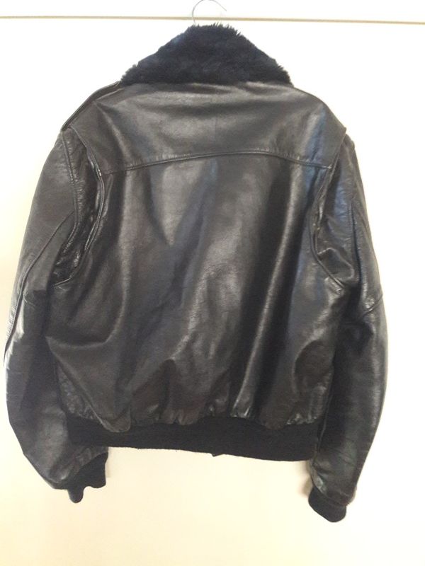 Vintage Black Leather Police Officer Bomber Jacket for Sale in Long ...