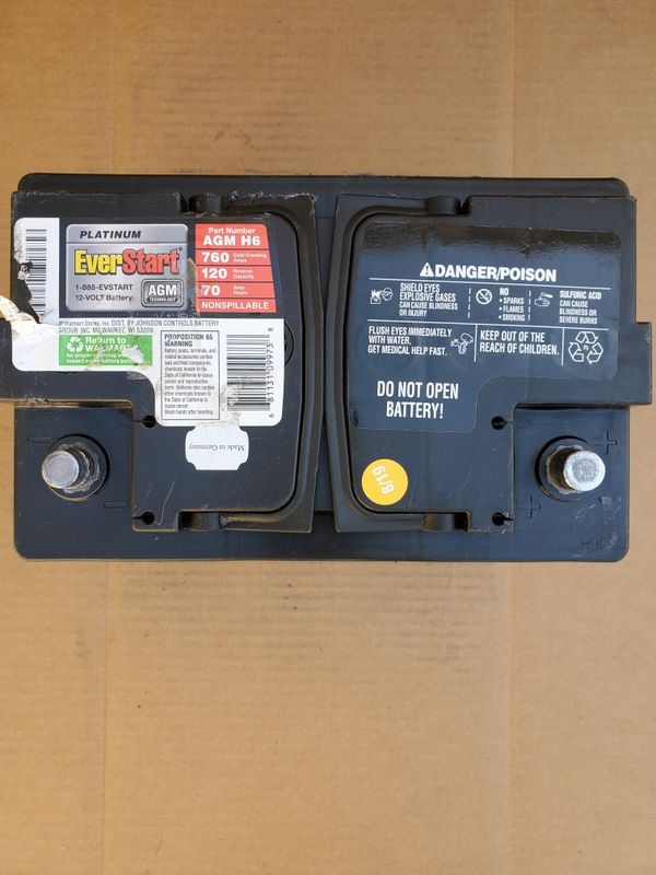 AGM Car Battery Group Size 48/H6 EverStart Platinum 2019100 With Core Exchange for Sale in