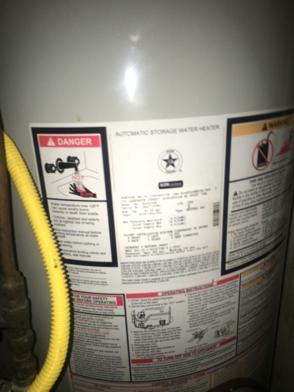 Bradford White -- 40 Gallon Natural gas - water heater ...