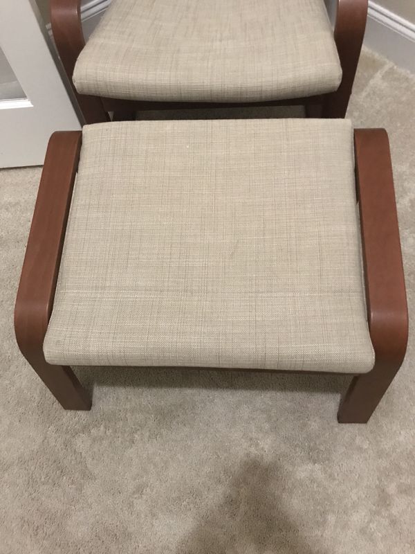 Poang Ikea Armchair And Ottoman Medium Brown Hillared Beige For