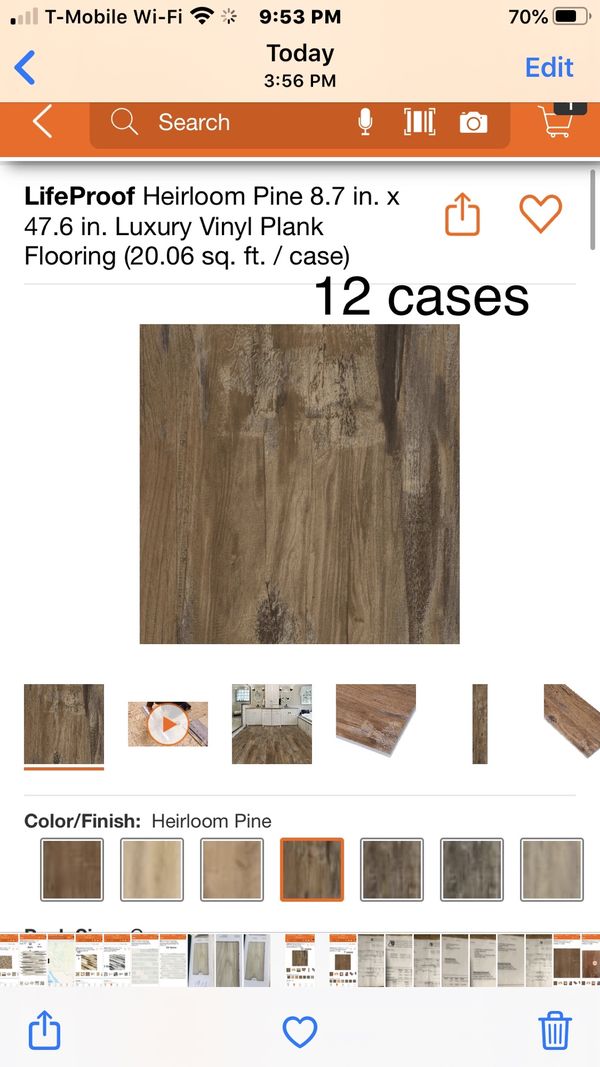 Flooring: LifeProof Heirloom Pine 8.7 in. x 47.6 in. Luxury Vinyl Plank