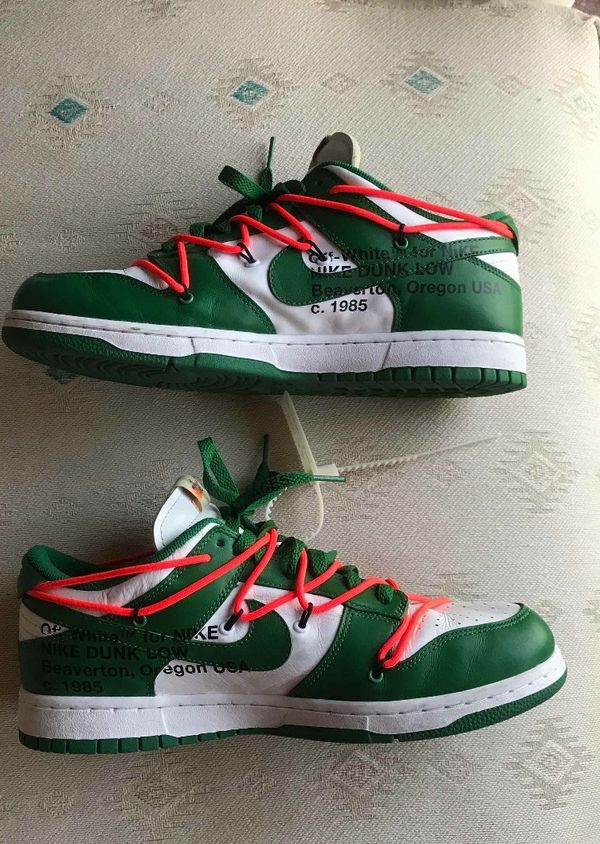 off white sb dunks green