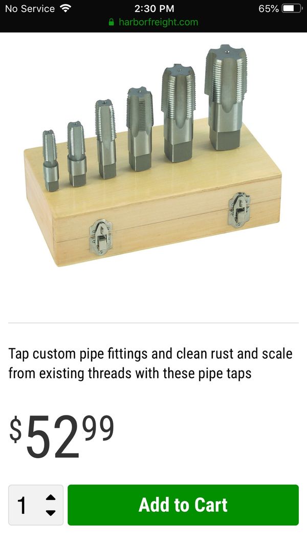 Harbor freight 6 pieces pipe tap set item 42432 for Sale in Los