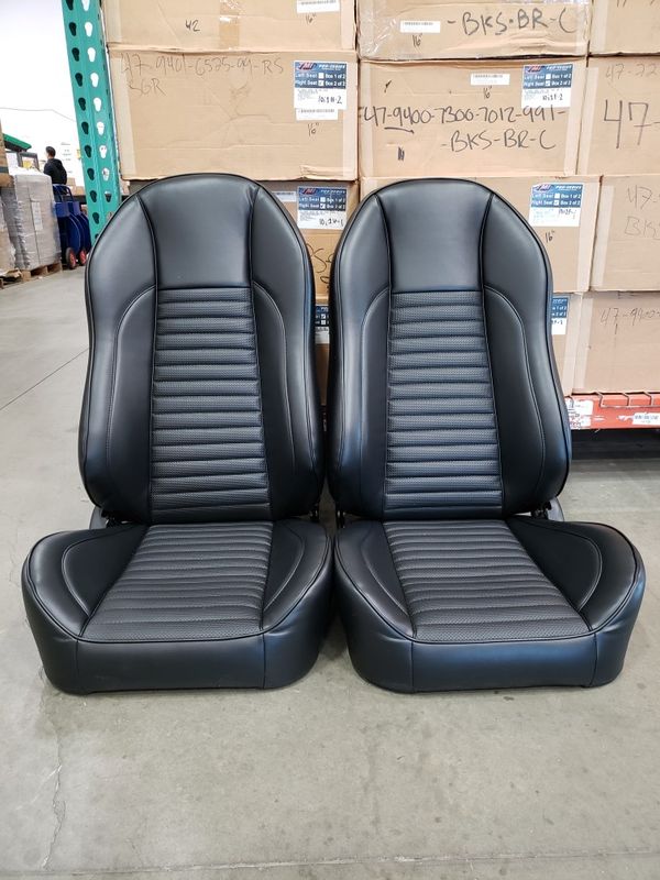 TMI Pro Sport High Back Seats, Black Vinyl, With Sliders & Reclines for ...